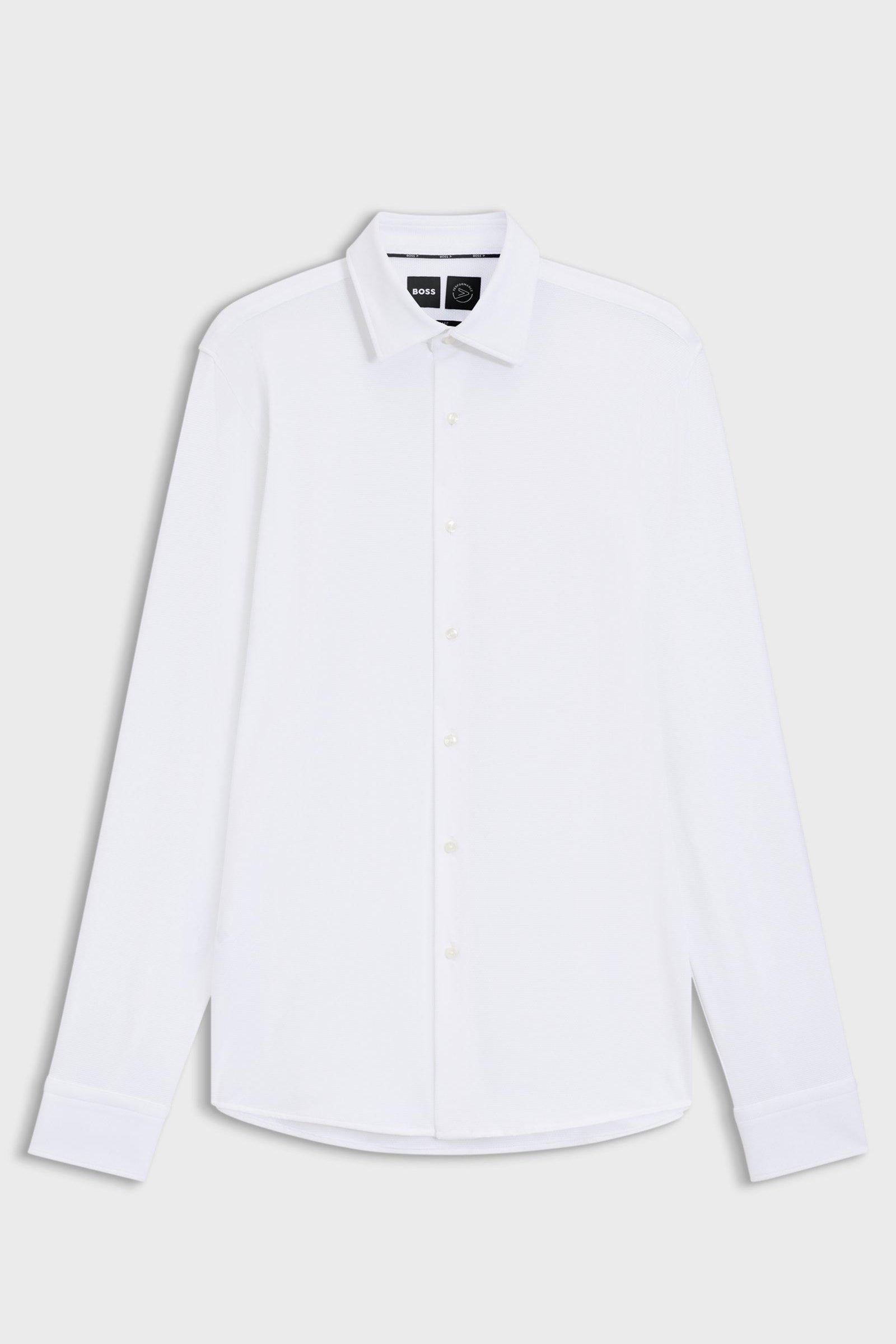 Camicia slim fit in tessuto performance 50545163 10268245 01 100 BOSS White 