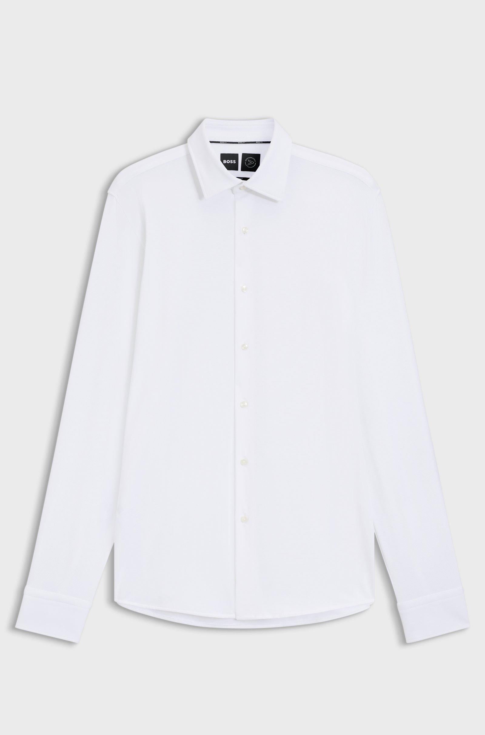 Camicia slim fit in tessuto performance 50545163 10268245 01 100 BOSS White 