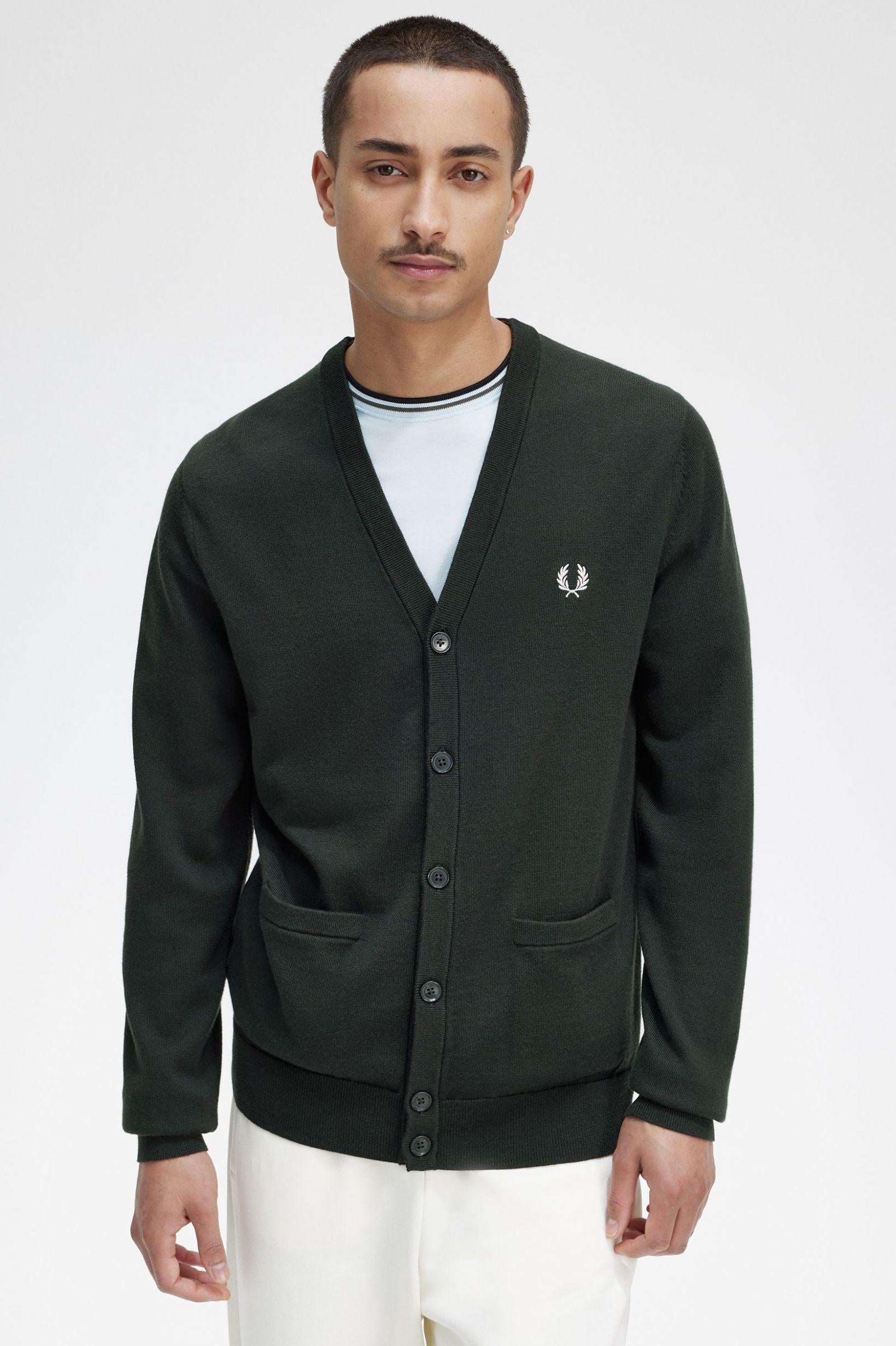 Cardigan in misto lana K9551 Q20 FRED PERRY Night green 