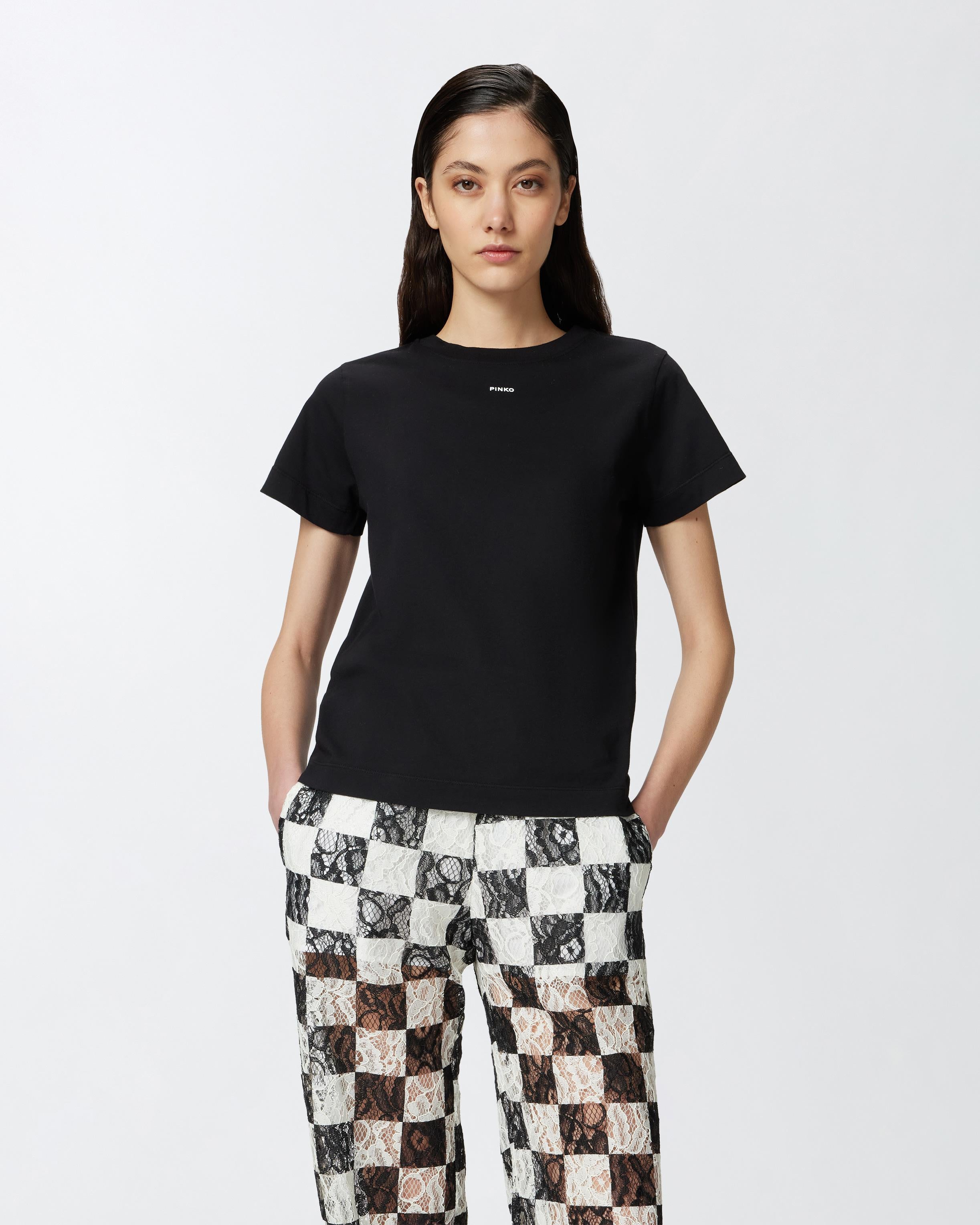 T-shirt mini logo 100373A228 Z99 PINKO Nero 
