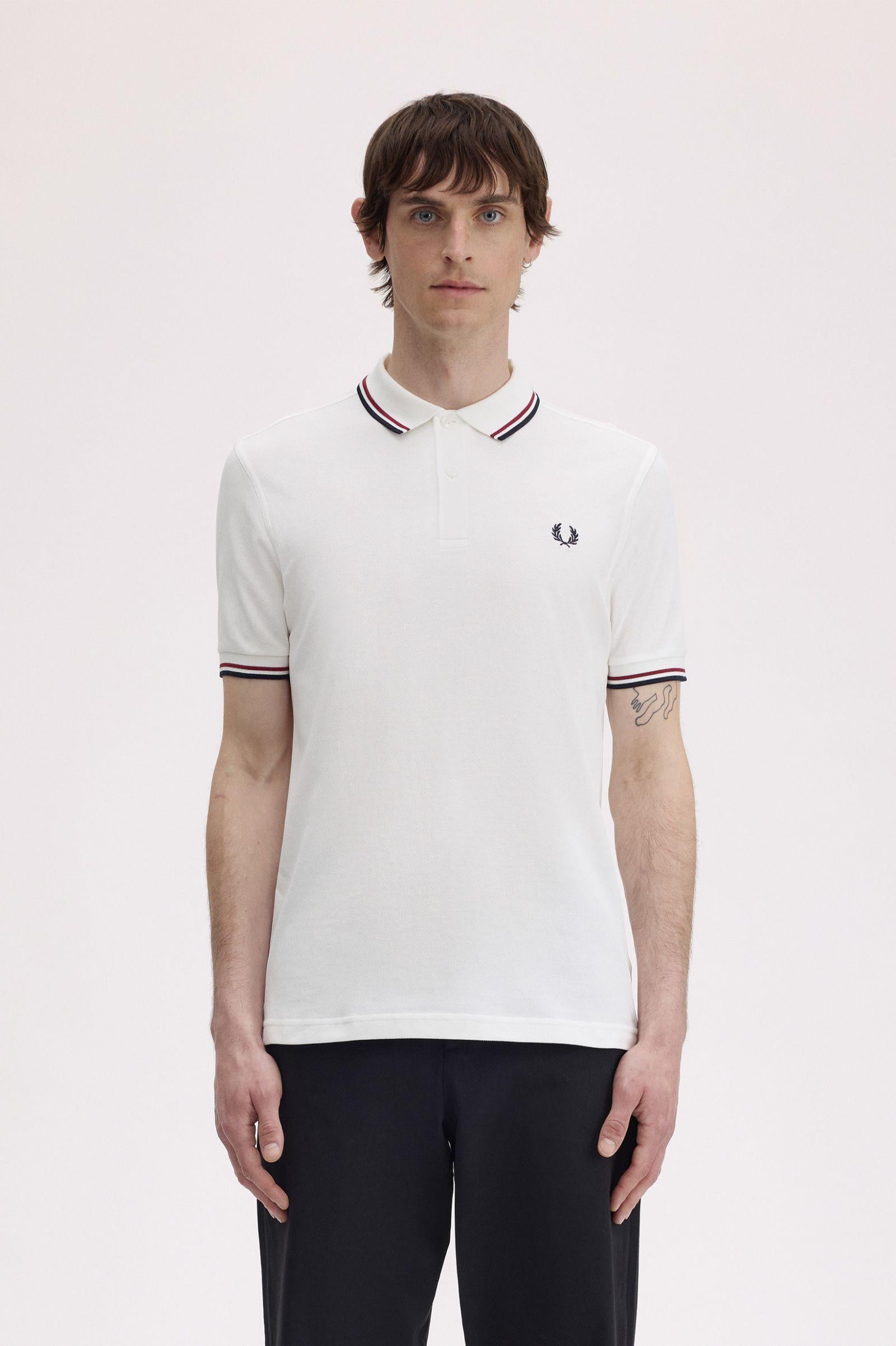 Polo manica corta M3600 T60 FRED PERRY Snwht/bred/nvy 