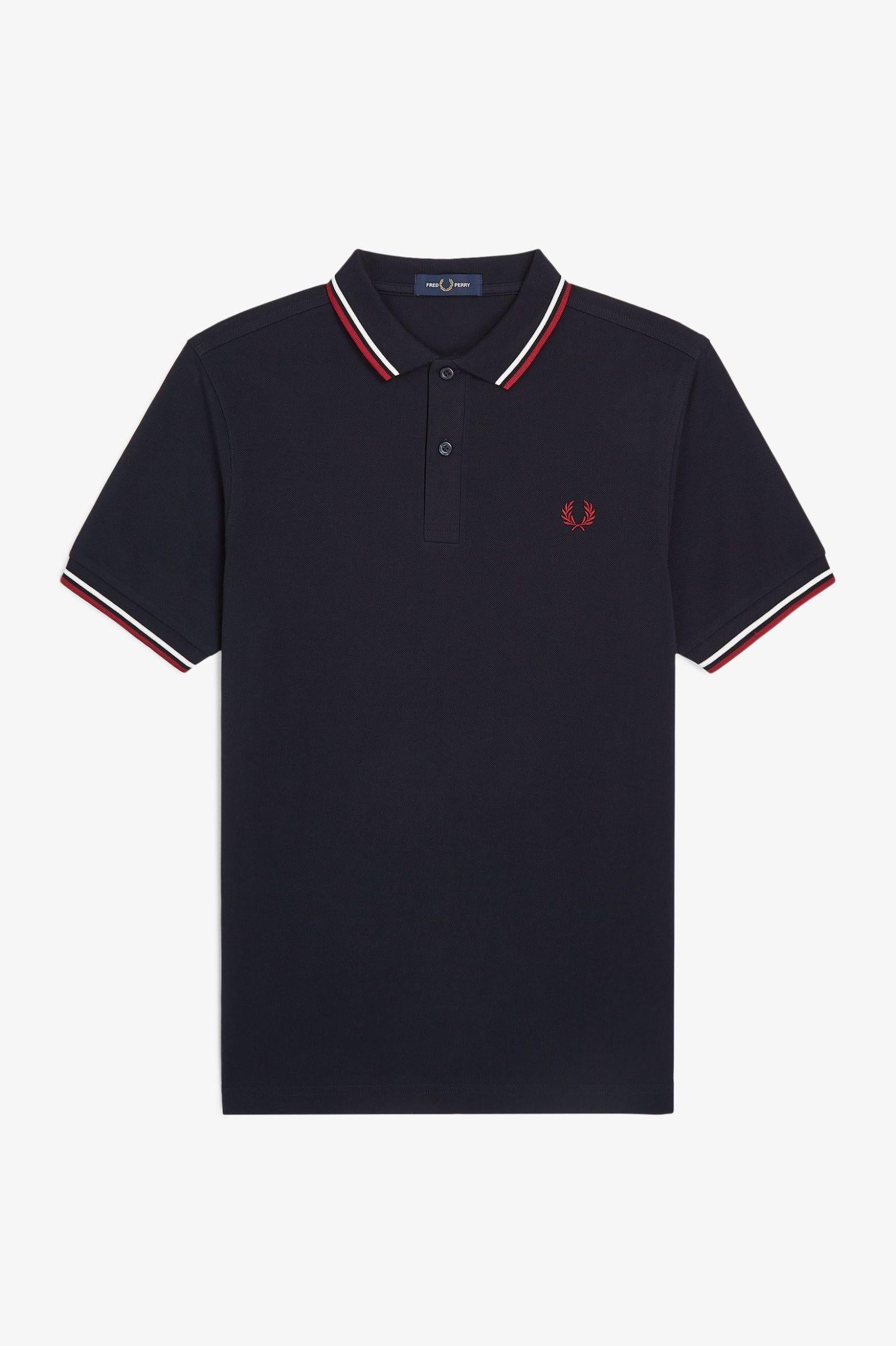 Polo manica corta M3600 T55 FRED PERRY Nvy/swht/bntred 