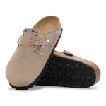 Ciabatta in pelle scamosciata con rivetti BOSTON RIVET 1030418 TAUPE BIRKENSTOCK Taupe 
