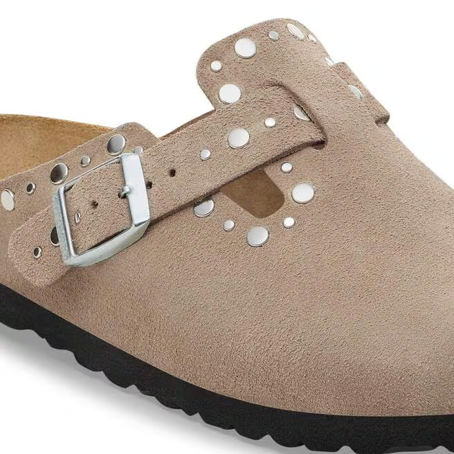 Ciabatta in pelle scamosciata con rivetti BOSTON RIVET 1030418 TAUPE BIRKENSTOCK Taupe 