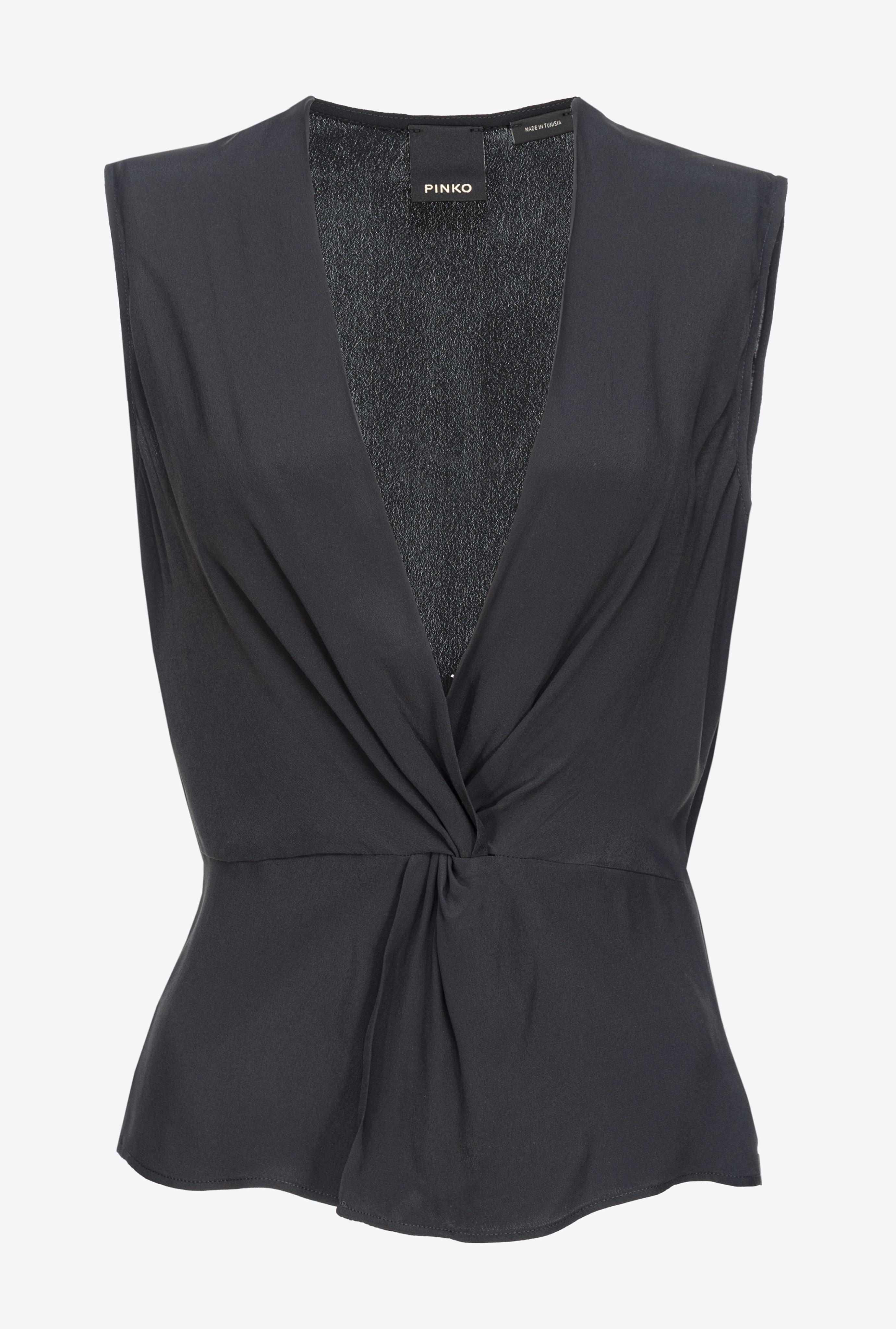 Top scollo a V in crèpe 1015868889 Z99 PINKO Black 