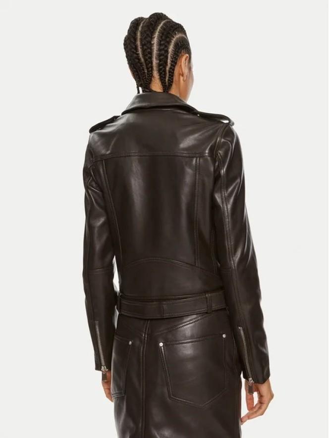 Biker in pelle 103897A21L M04 PINKO Marrone oltre buio 