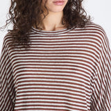 T-shirt a righe in misto lino PED5343 99012278 RI004 PEUTEREY Bianco/marrone 