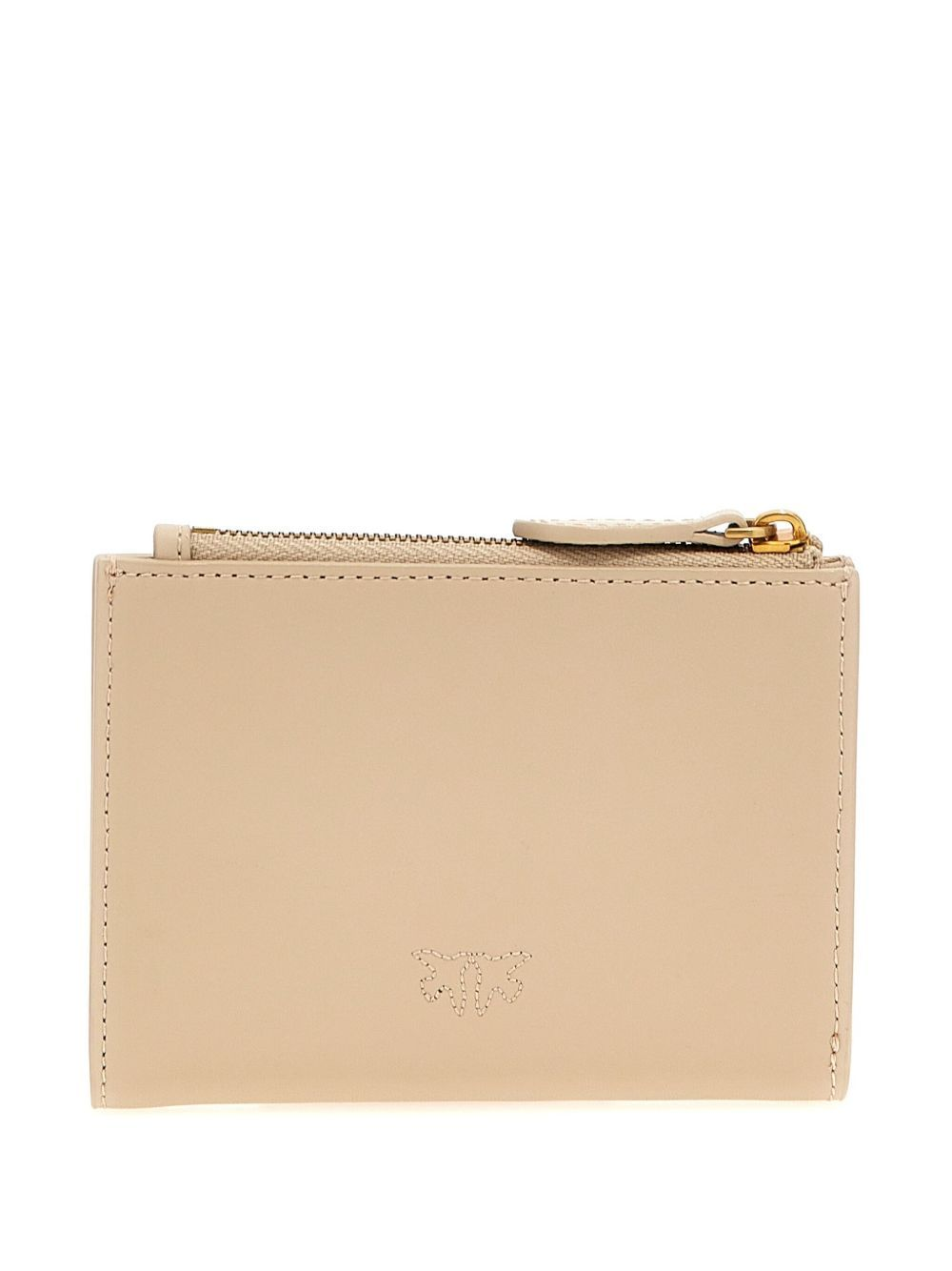 Portafoglio in pelle liscia con logo 103612A0F1 C50Q PINKO Begie-grigio fumo antique 