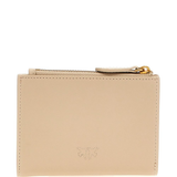 Portafoglio in pelle liscia con logo 103612A0F1 C50Q PINKO Begie-grigio fumo antique 