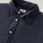 Camicia in puro lino tiinto in capo CFWOSI0113MRUT3372 3989 WOOLRICH Melton blue 