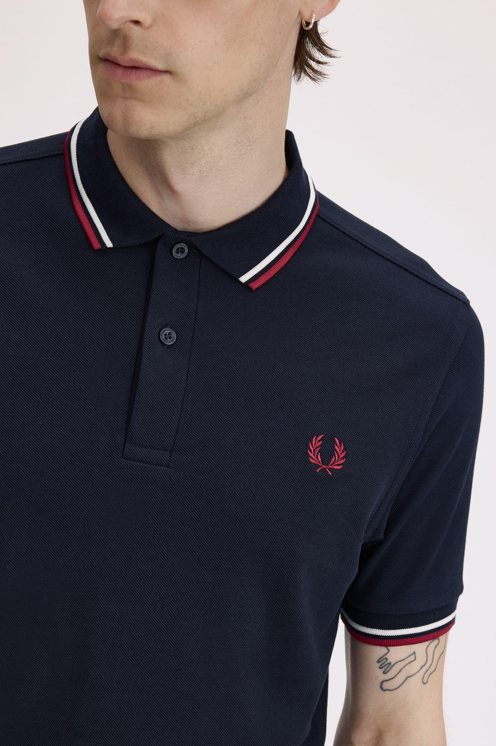 Polo manica corta M3600 T55 FRED PERRY Nvy/swht/bntred 