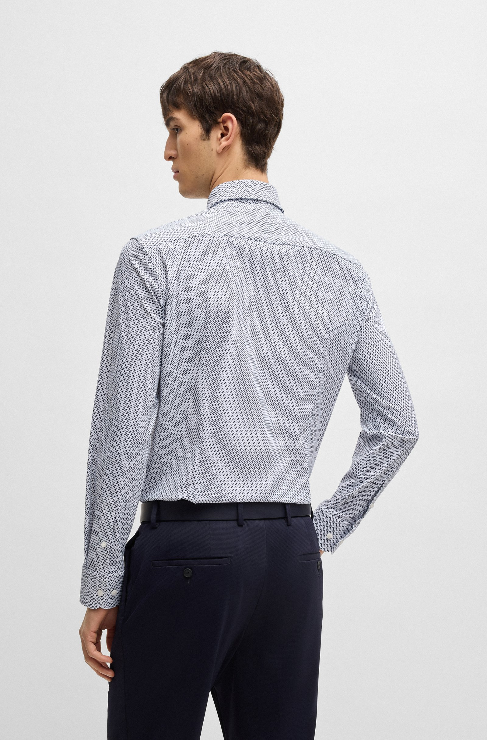Camicia slim fit in tessuto elasticizzato 50539392 10270753 450 BOSS Dark blue 