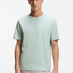 T-shirt in cotone elasticizzato con logo a contrasto 50473278 10242929 01 447 BOSS Turquoise/aqua 