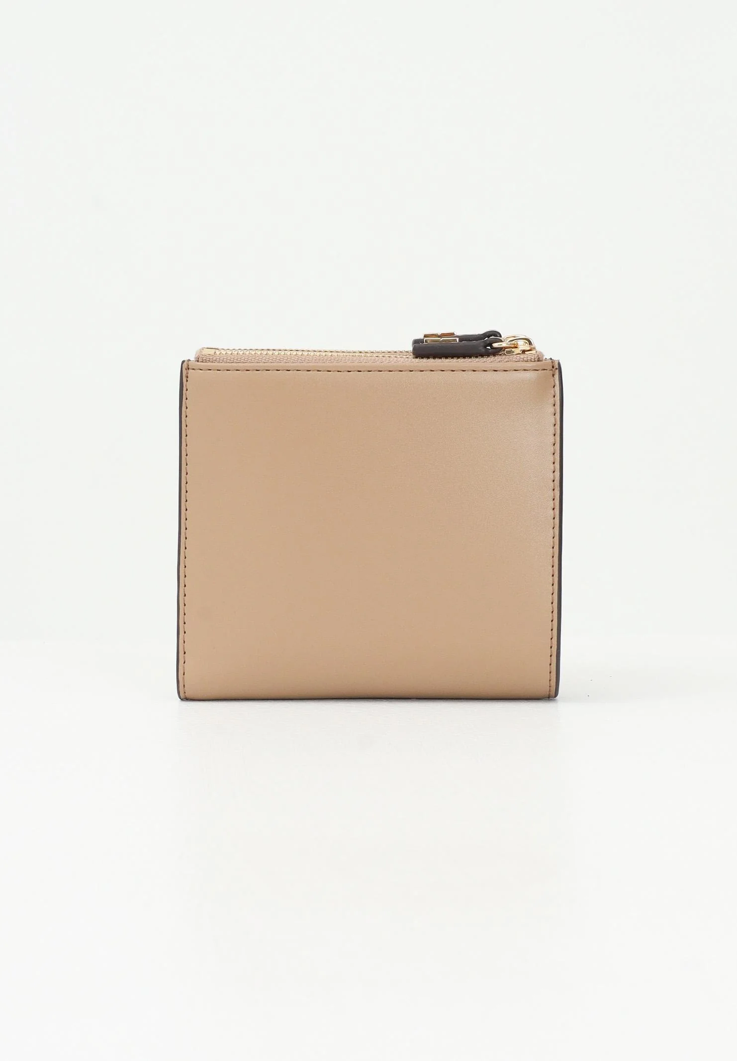 Portafoglio con zip e placca logo<BR/> PF01A51E2 032 ELISABETTA FRANCHI Camel 