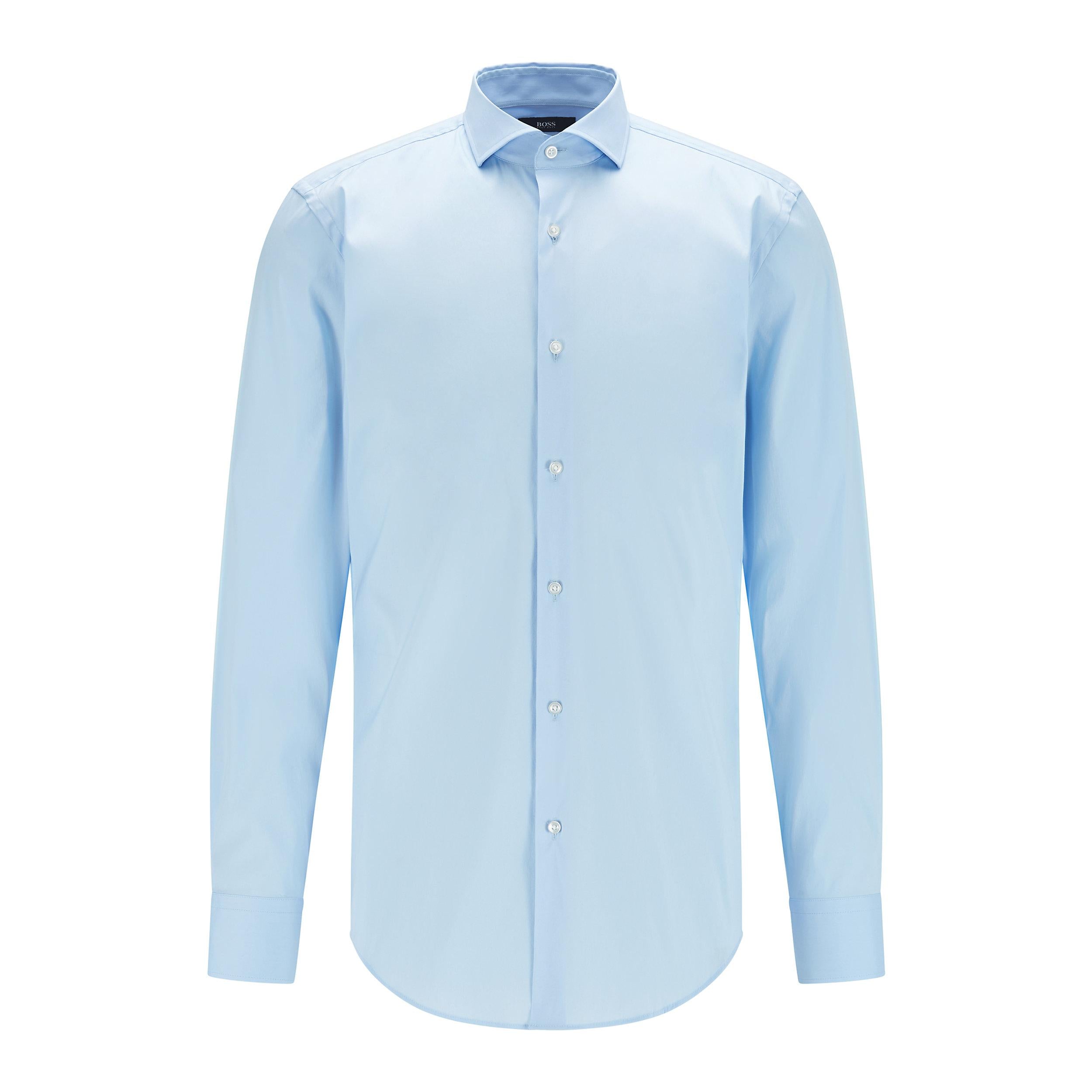 Camicia in cotone elasticizzato 50460918 10151300 01 450 BOSS Light pastel blue 