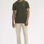 T-shirt con doppia riga M1588 05B FRED PERRY Hntngr/lgic/lmnb 