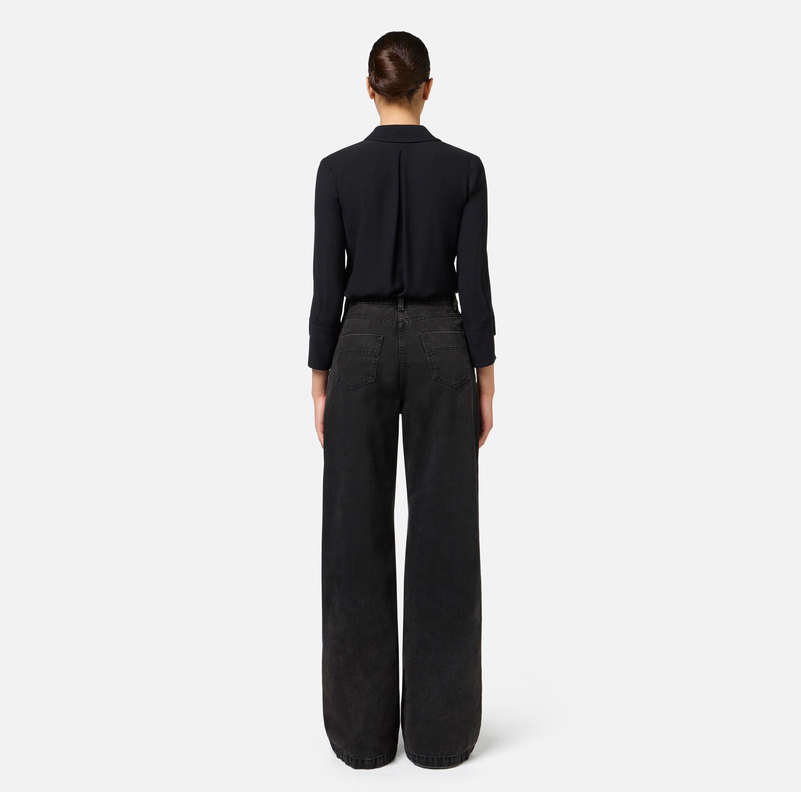 Camicia in georgette con patch logo CA09146E2 110 ELISABETTA FRANCHI Nero 