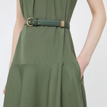 Abito a ruota in popeline di cotone 2616221052600 069 MAX MARA STUDIO Verde militare 