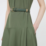 Abito a ruota in popeline di cotone 2616221052600 069 MAX MARA STUDIO Verde militare 
