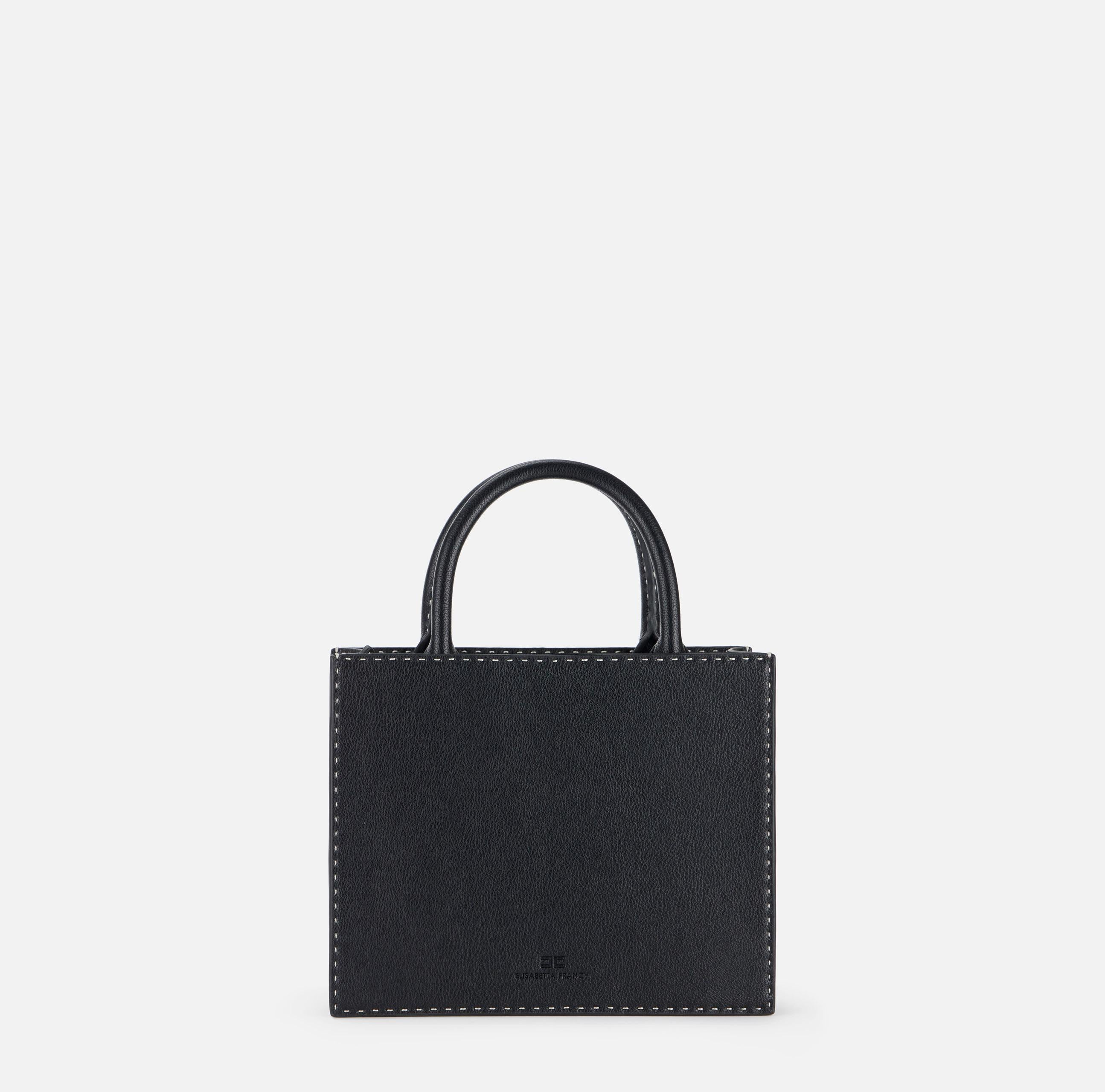 Tote piccola con impunture a contrasto BS08A51E2 110 ELISABETTA FRANCHI Nero 
