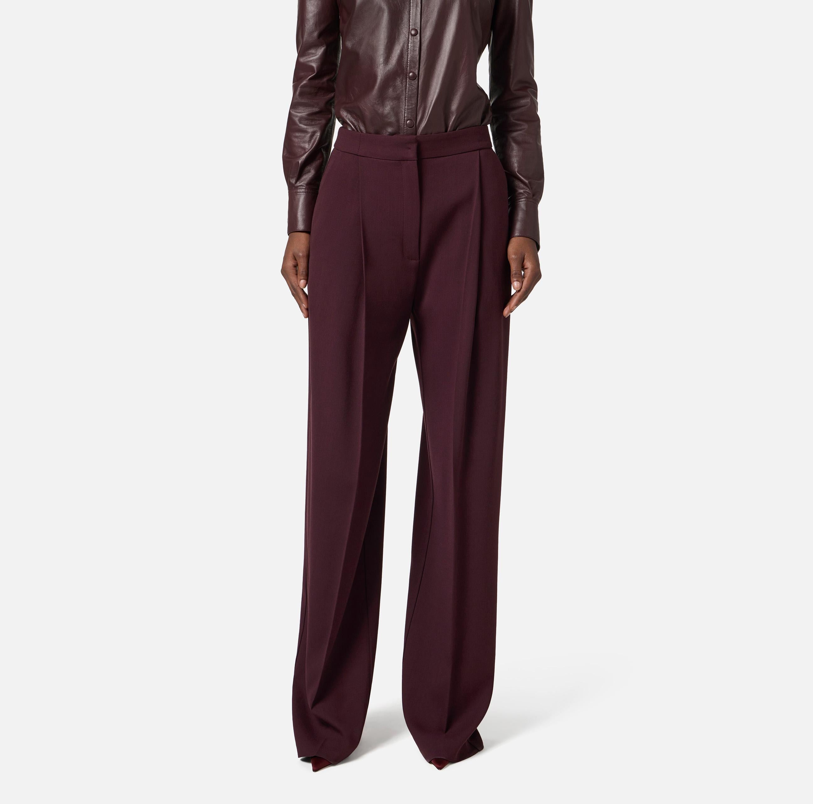 Pantaloni in crêpe con dettagli logo PA12356E2 EA4 ELISABETTA FRANCHI Merlot 