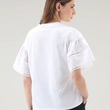 T-Shirt Lakeside in puro cotone con maniche a sbuffo CFWWTE0076FRUT3397 8041 WOOLRICH Bright white 