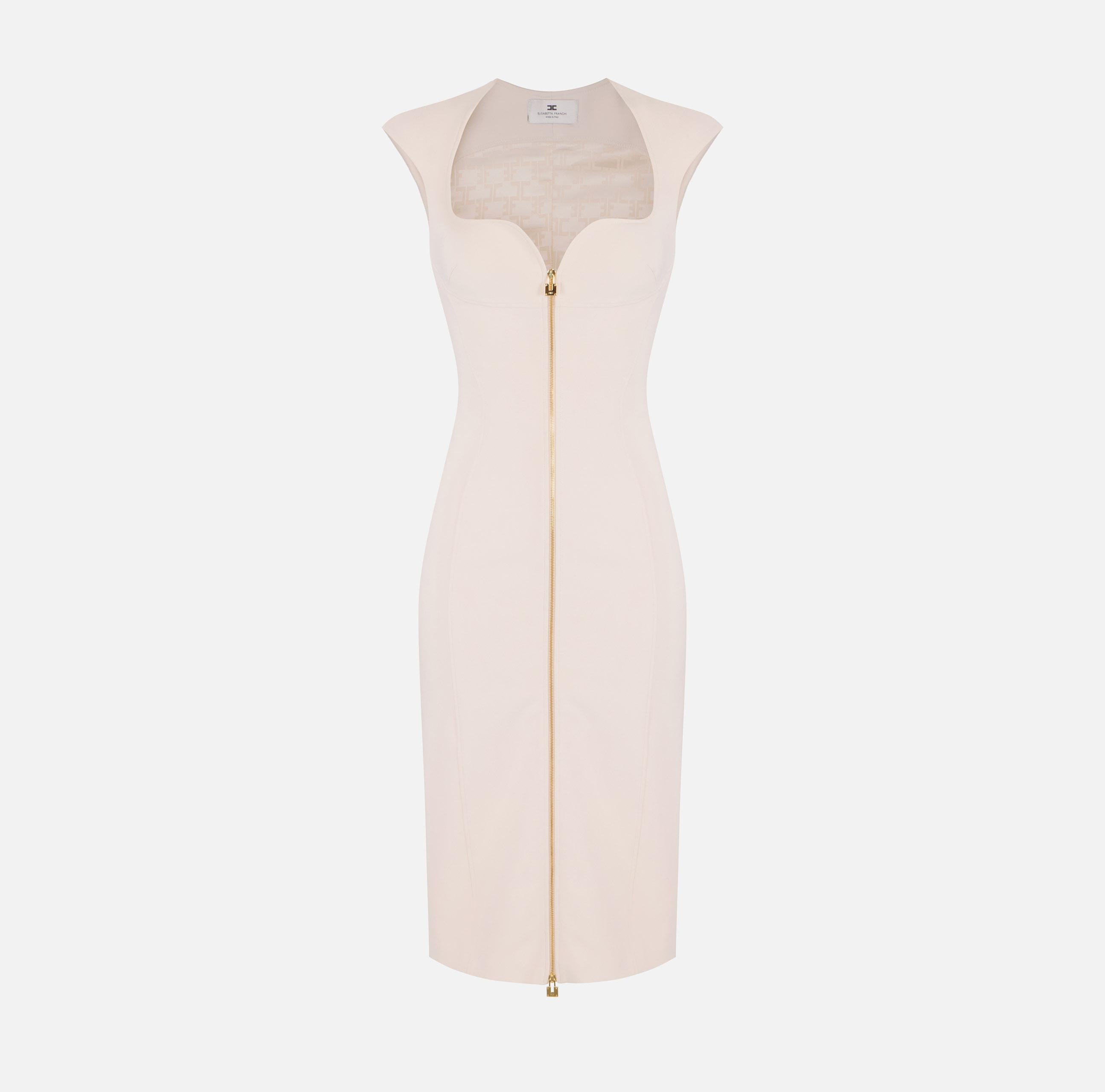 Abito in doppio crêpe stretch AB90061E2 193 ELISABETTA FRANCHI Burro 