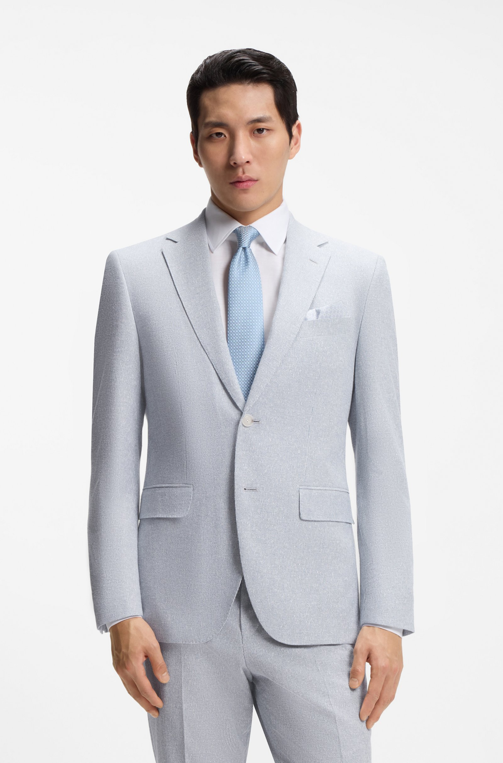 Abito due pezzi regular fit in bouclé elasticizzato 50561822 10279246 01 466 BOSS Light blue 