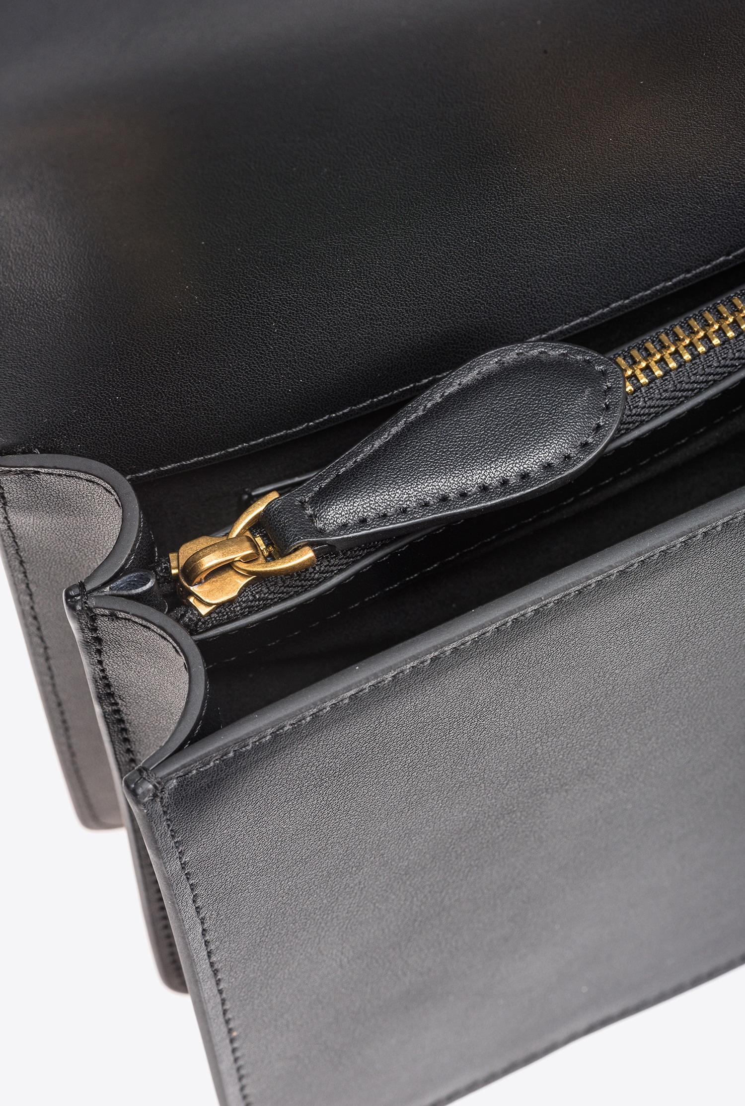 Borsa a tracolla media in pelle liscia 100941A0F1 Z99Q PINKO Nero-antigue 