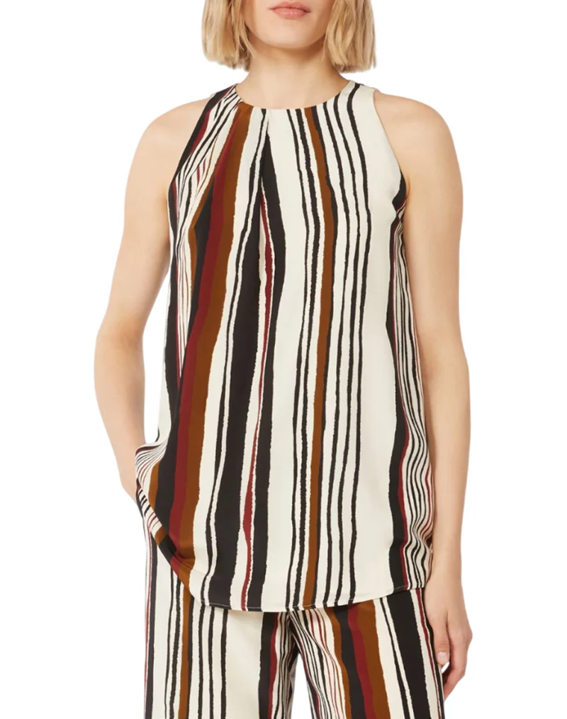 Top smanicato fantasia 2616161022600 001 MAX MARA STUDIO Bianco/nero/col 