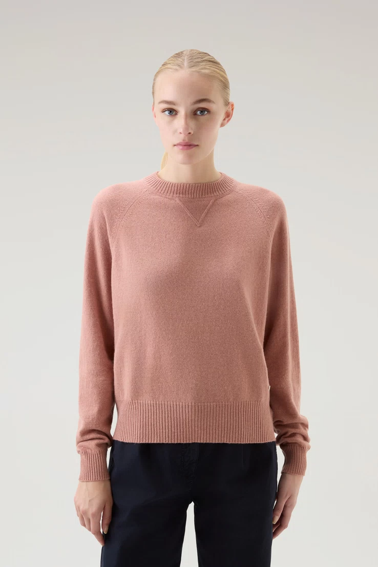 Maglia girocollo in misto lana e cashmere CFWWKN0253FRUF0603 4385 WOOLRICH Dry rose 