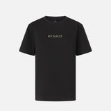 T-shirt logo strass 105526A2RM Z99 PINKO Nero limousine 