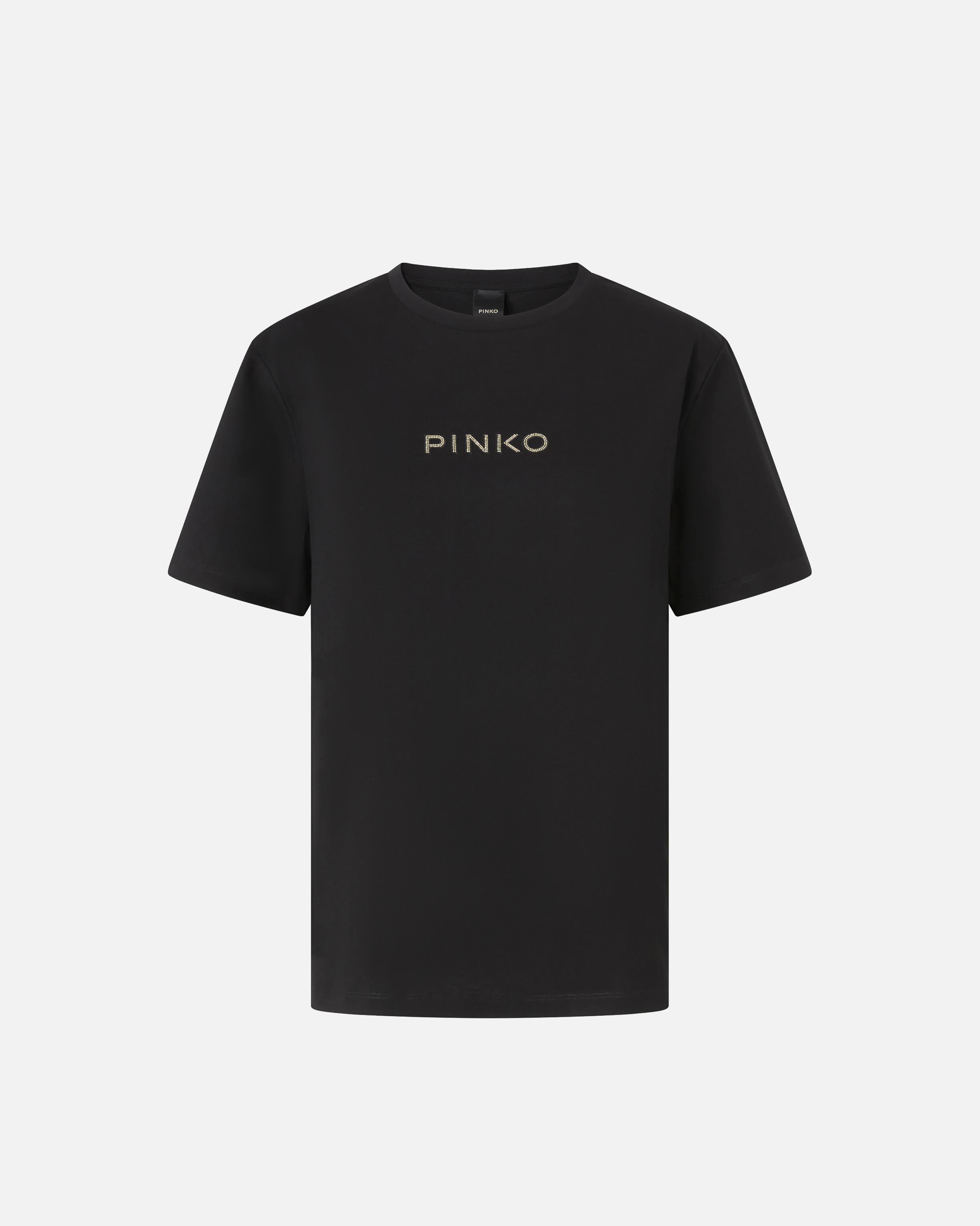 T-shirt logo strass 105526A2RM Z99 PINKO Nero limousine 