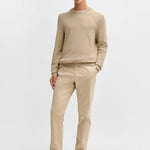 Maglia girocollo in cotone 50506022 10255187 01 275 BOSS Light beige 