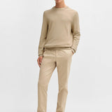 Maglia girocollo in cotone 50506022 10255187 01 275 BOSS Light beige 