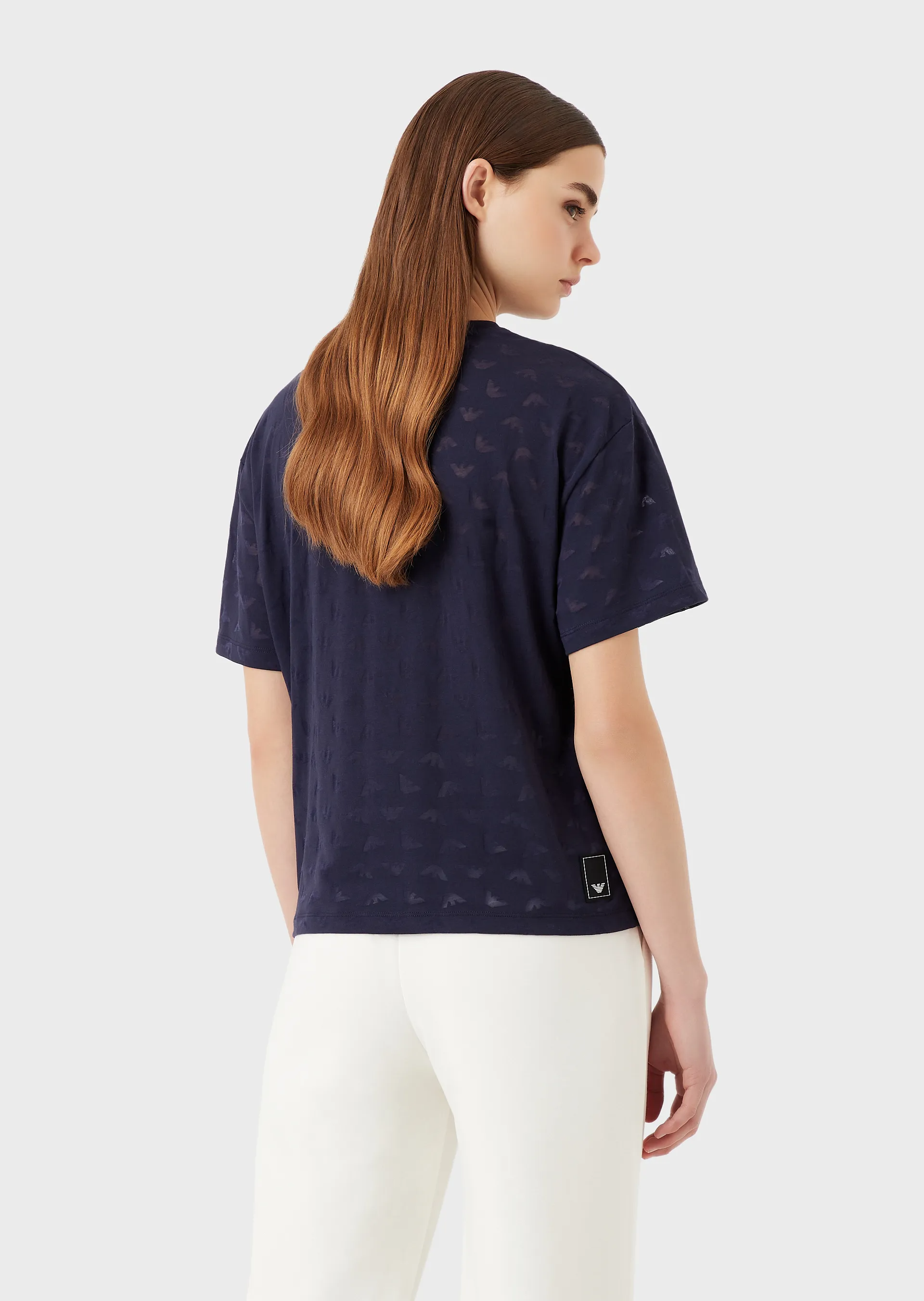 T-shirt in jersey devoré eagle all over 3R2T7F 2JWBZ 0918 EMPORIO ARMANI Blue 