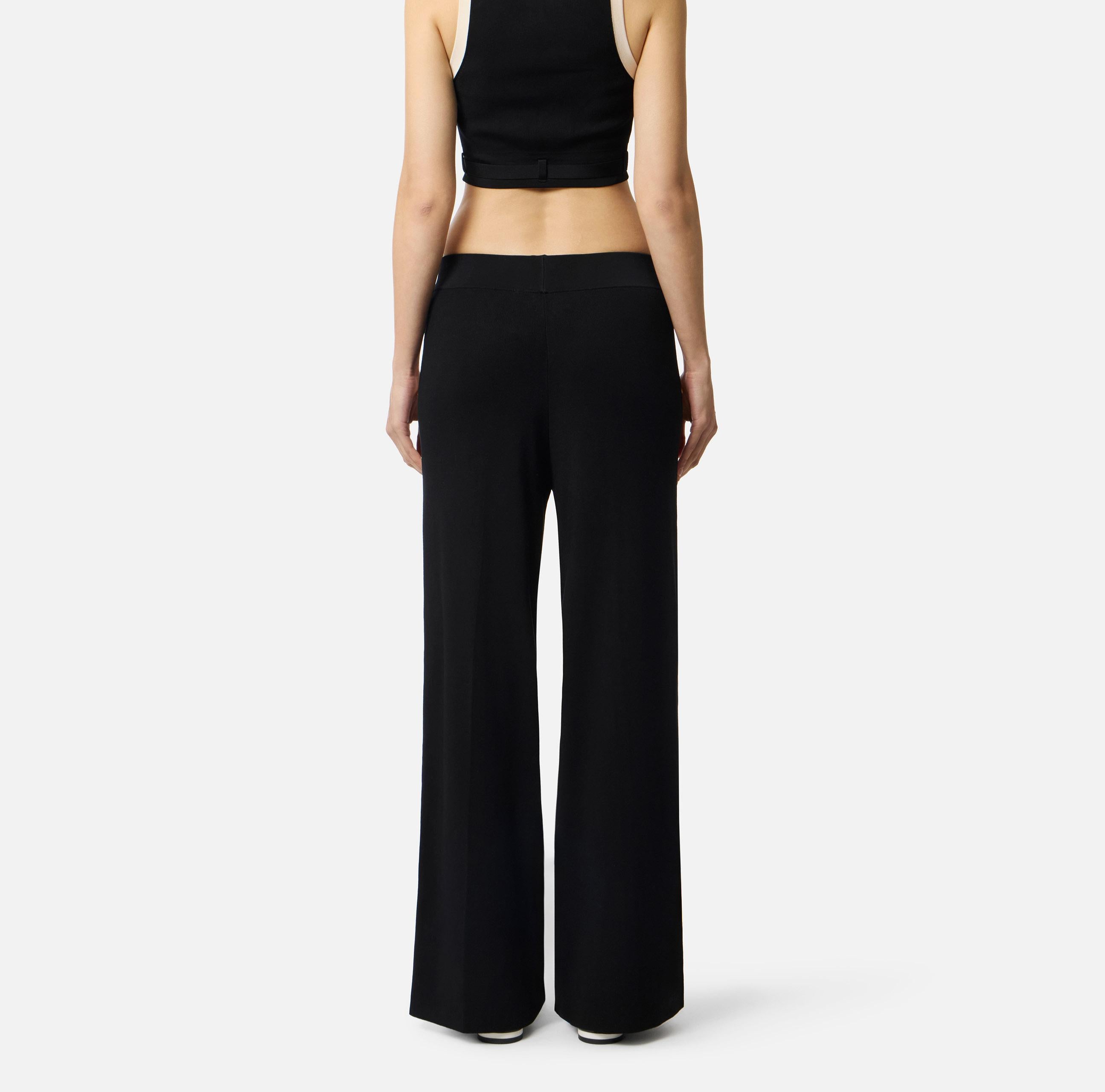 Pantaloni in maglia con bande in viscosa lucida KP74S61E2 685 ELISABETTA FRANCHI Nero/burro 