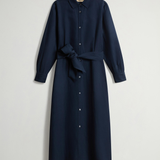 Vestito chemisier in misto lino con cintura CFWWDR2019FRUT3043 3989 WOOLRICH Melton blue 