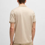 Polo in cotone mercerizzato con micromotivo 50532246 10269508 01 275 BOSS Light beige 