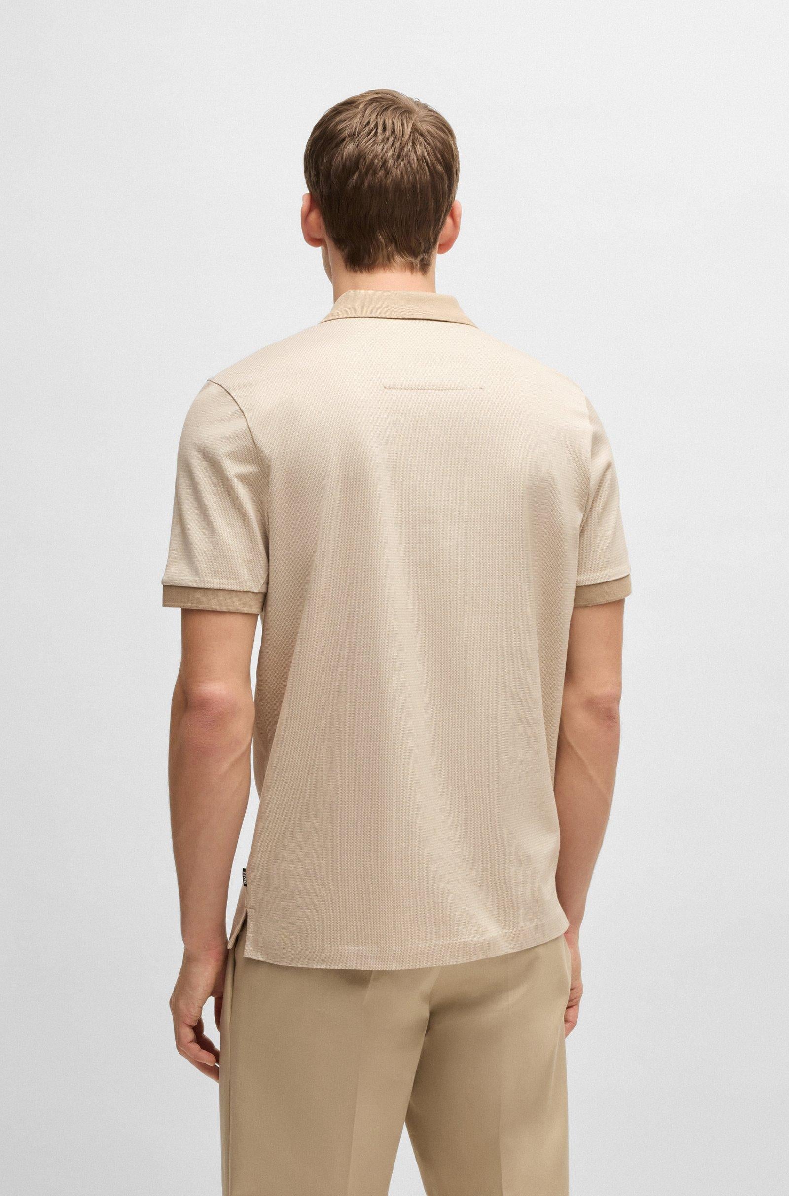 Polo in cotone mercerizzato con micromotivo 50532246 10269508 01 275 BOSS Light beige 