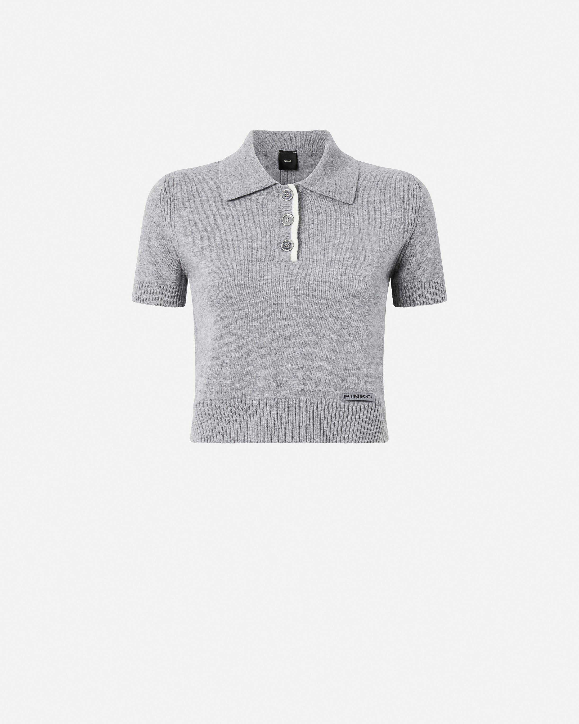 Polo in lana manica corta 105450A2Q9 II2 PINKO Grigio monumento 