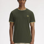 T-shirt con doppia riga M1588 05B FRED PERRY Hntngr/lgic/lmnb 