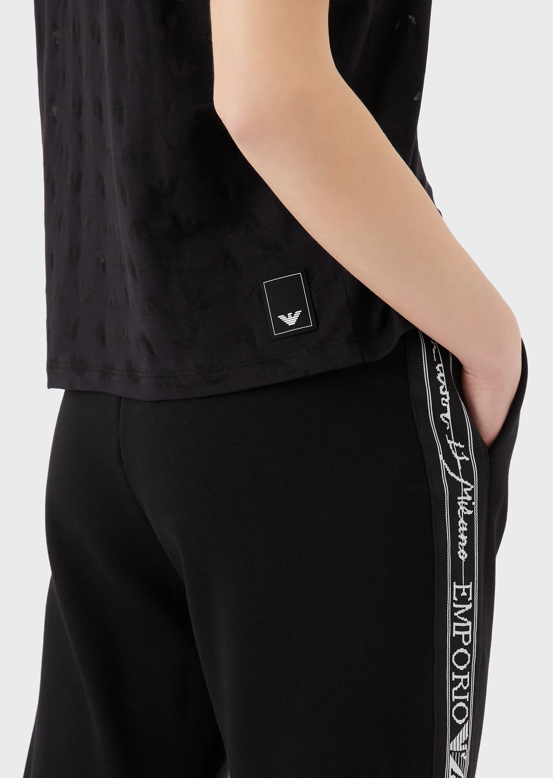 T-shirt in jersey devoré eagle all over 3R2T7F 2JWBZ 0999 EMPORIO ARMANI Black 