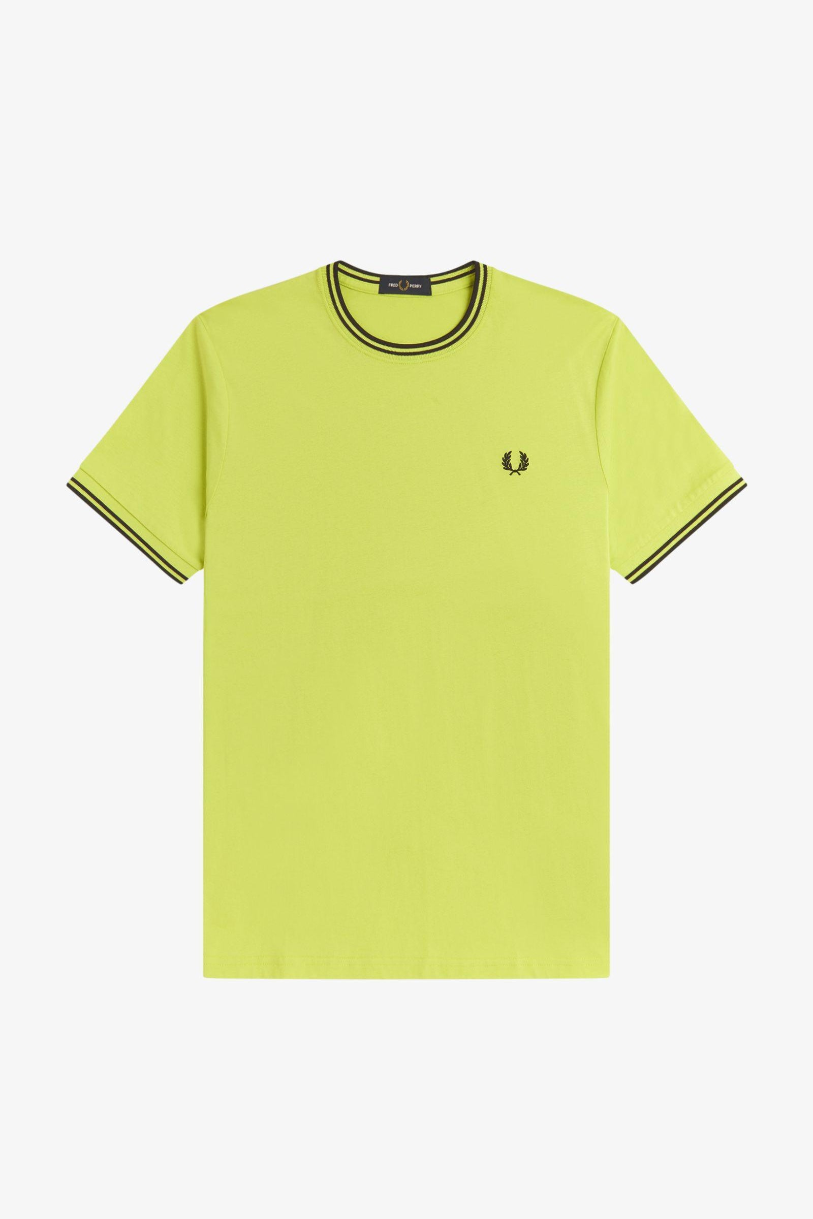T-shirt con doppia riga M1588 84B FRED PERRY Citron/blk/blk 