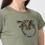 T-Shirt manica corta 100535A33F U84 PINKO Verde vertiver 