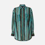 Camicia in cotone con righe effetto pennellato 106990A3CH SD3 PINKO Mult. verde/nero 