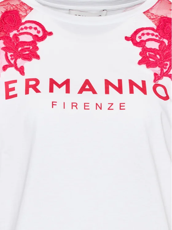 T-shirt manica corta D42EL068EE7 MF241 ERMANNO FIRENZE Bianco/fucsia 