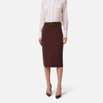 Gonna in tessuto tecnico bielastico con cintura GO15961E1 644 ELISABETTA FRANCHI Cacao 