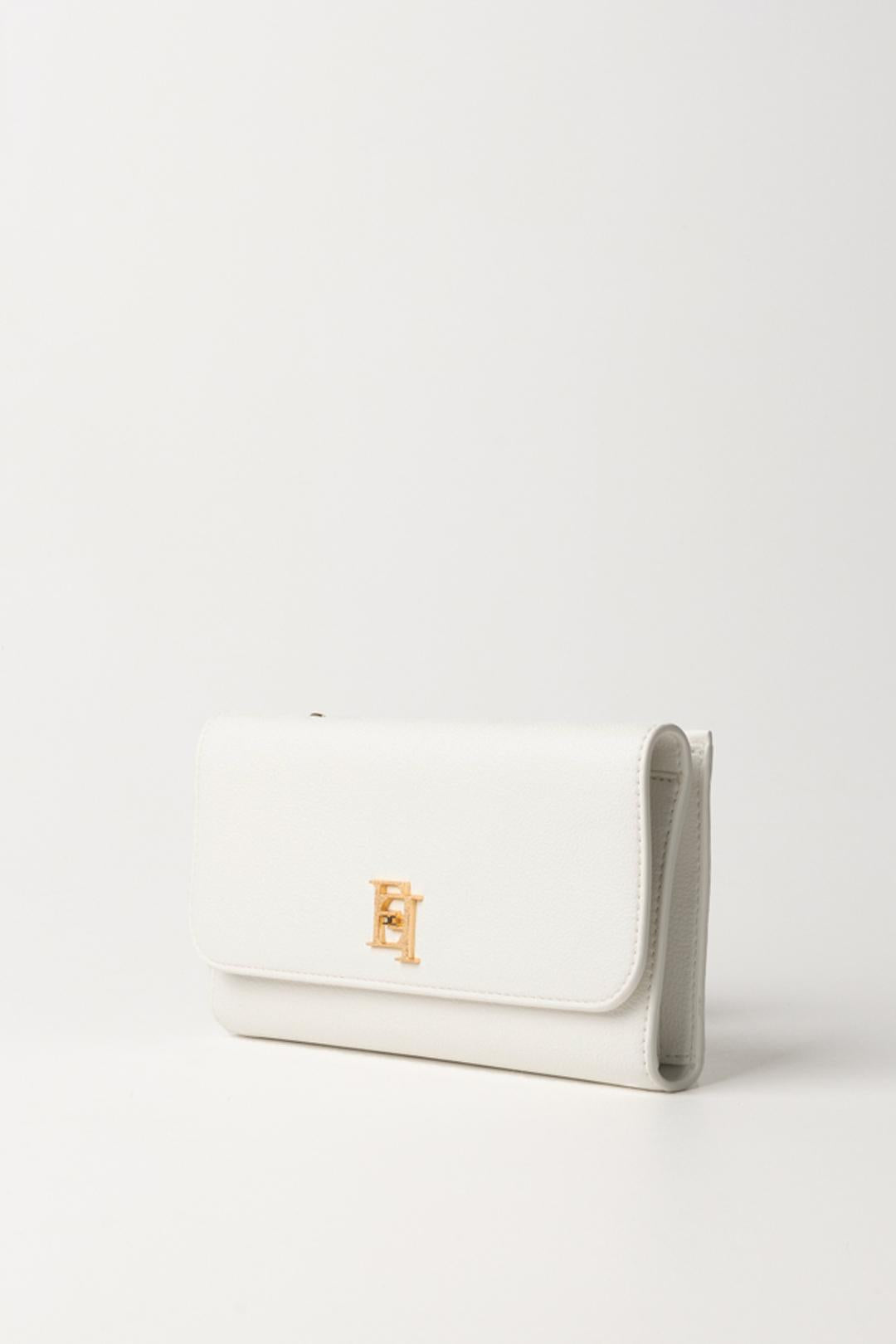Portafogli con tracolla con logo in metallo PF11A41E2 360 ELISABETTA FRANCHI Avorio 