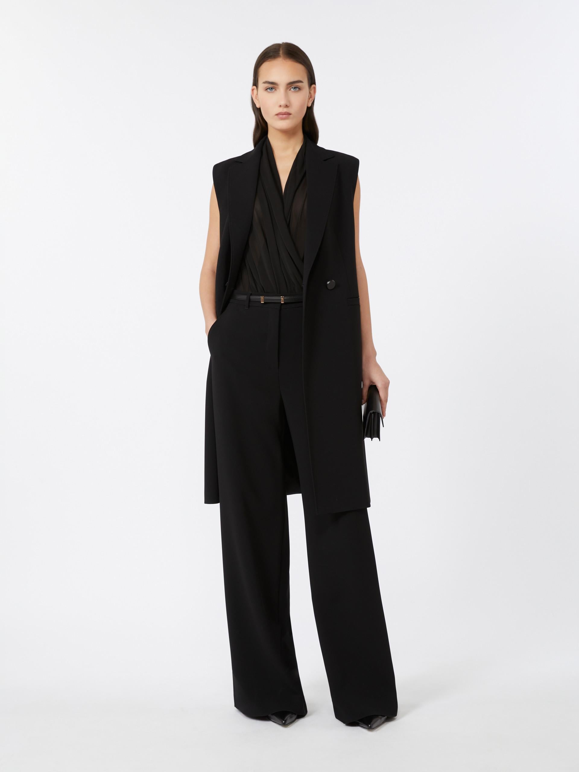 Pantalone largo in cady 2526136011 001 MAX MARA STUDIO Nero 